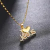 Pendant Necklaces Hip Hop Fashion Crystal Heart Necklace Letter Rhinestone "I Love Jesus" Gift For Women Rose Gold Color Christian