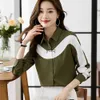 Frauen Blusen Shirts Mode Spleißen Farbe Frau Bluse 2023 Neue Casual auf Hemd Elegante Langarm Damen Vintage Grundlegende Topsyolq