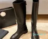 New luxury Knight boots women's flat rider genuine leather back splicing zip keep warm ladies over knee