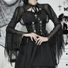 Women's Jackets Women Gothic Flared Sleeve Cropped Shrug Lace Trim See Through Cover Up Cardigan