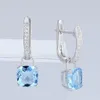 Santuzza boucles d'oreilles en argent pour femmes pur 925 en argent Sterling boucles d'oreilles longues bleu ciel zircon cubique Brincos bijoux de mode J2649