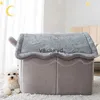 Lits pour chats meubles lit doux sommeil profond maison de chat maison d'hiver coussin amovible et fournitures pour animaux de compagnie fermées accessoires pour la maisonvaiduryd