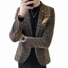 Mens Suits Blazers varış marka giyim bahar takım elbise ceket erkekler ekose moda ince erkek rahat elbise 231129