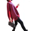 Kvinnors tröjor förtjockade Turtleneck Pullover 2023 Mid-Length Cape-Style Loose Sweater