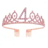 Fermagli per capelli Splendida corona di compleanno carina Fascia per ragazze da 4 a 16 anni Copricapo da festa Diademi da principessa con pettini Copricapo rosa