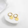 Hoop Earrings Vintage Stainless Steel Star Moon Round Coin Pendant Earring Women Heart Circle Femal Ear Jewelry Girl Party Gift