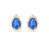 Stud Earrings Y2k 2000s Aesthetic Colorful Crystal For Women INS Gold Color Flat Lobe Piercing Earing Fashion Jewelry E119