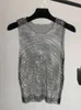 Femmes gilets perles de cristal brillant réservoirs fête Club Sexy évider diamants estampage Camis Winky gilet sans manches 231129