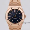 Relógios de luxo suíços masculinos Audemar Pigue Royal Oak 15400OR Relógio masculino 18k ouro rosa azul mostrador automático mecânico suíço famoso relógio de ouro de luxo diâmetros HB1E