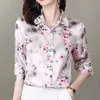 Women's Blouses Shirts Fashion Flower Printed Women Long Sleeve Casual Vintage Silk Tops Blusas De 2023yolq