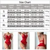 Sexy Set Women Bodysuit Tempting Red Lace Halter Sexy Lingerie Erotic Costume Underwear Jumpsuit Hollow Out See-through Crazy Night 231130