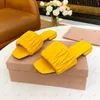 Luxury Designer Classic women Sandals Slippers Pleated Leather Sandals Stylish Beach Flats Multicolor with Box and Dust Bag 35-42