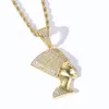 Pendentif Colliers Vintage Egypte Ancienne Pharaon Hip Hop Doré Glacé Cubic Zircon Collier 24 '' Chaîne Charmes À La Mode Bling Bijoux