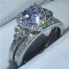 choucong винтажные наборы колец в форме сердца с бриллиантами из стерлингового серебра 925 пробы, обручальные кольца для женщин Jewelry217Q