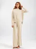 Womens Two Piece Pants Warm 2piece Knitted Long sleeved Set Top and Tracking Coat CHIC 231129