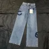 Kvinnors jeans hög midja designer rakt genom breda benbyxor visar tunna kvinnor avslappnade byxor storlek s-l