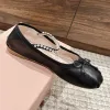 Wommen Flat Sandals Luxury Paris Ballet Professional Dance Shoes Cowhide Letter Bow Ballet Pink Black Flat Diamond Boat Shoe Bowknot Grunt Mouth Single Shoe