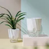 Vases Paresseux hydroponique pot de fleur automatique absorbant l'eau pot de fleurs transparent double couche en plastique auto-arrosage planteur bureau 231130