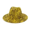 Snake print Jazz cowboy hat for women men autumn winter fashion wool Wide Brim Cap unisex bowler fedora hats