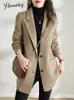 Women's Wool Blends Yitimoky Jacket for Women Fall Winter 2023 Korean Fashion Long Sleeve Single Breasted Coats Office Ladies Blazer 231129