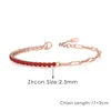 Pulseras de eslabones Circón rojo Pulsera de tenis corta ajustable para mujeres Hombres Cadena de cristal deslumbrante en la mano Joyería de moda Dropship al por mayor