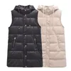 Femmes gilets gilet mode hiver Faux cuir rembourré longue veste à capuche manteau Vintage sans manches PU femme gilet Chic vêtements hauts 231129