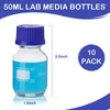 50ml Glass Round Media Storage Bottles Pack Of 10 Lab With GL32 Blue Screw Cap Fo Scientific