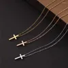 Chaînes 10pcs 8.5 14mm miroir poli en acier inoxydable exquis petite perle croix collier pour femmes accessoires simples