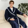 Men's Robes Warm Autumn Winter Flannel Men Bathrobe Thick Long Night Sleepwear Velvet Kimono Robe Men's Clothing Homewear Dressing Gown L231130