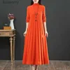 Basic Casual Dresses 2023NEW Autumn Winter Large Size Covering Belly Dress Middle Aged Elderly Mother Retro Long Knitted Sweater Dresses Vestidos 6XLL231130