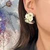 Hoop Earrings Lifefontier Sweet Colorful Cloth Handmade Rose Flower For Women Bohemia C Type Floral Earring Wedding Jewelry 2023