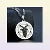 Pendanthalsband Veatern Rostfritt stål Lucifer Satan Halsband 666 Demon Round Pentagram Solomon Skull Goat Head Unisex Jewelry 3647372