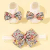 Аксессуары для волос, милые жемчужные бантики, повязка на голову для маленьких девочек, комплект носков, кружевной цветочный ободок, тюрбан Little1852