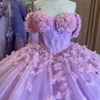 Lavender Sweetheart Ball Gown Quinceanera Corset Flower Beading Sequins Tull Sweet 16 Dress Vestidos De XV 15 Anos