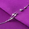 Bracelets porte-bonheur couleur argent étoile Roud perle lien chaîne bracelets réglables pour les femmes bijoux de mariage A165