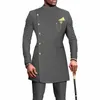 Costumes pour hommes Blazers Vêtements africains pour hommes Costume 2 pièces Veste Pantalon Mariage traditionnel Slim Fit Couleur unie Festival Party Style ethnique 231129