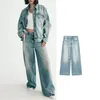Jeans pour femmes 2023 Denim Pantalons Femmes Jambe large pour taille haute Baggy Femme Streetwear Vintage