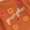 Pullover Neonati maschi Vestiti di Halloween Bambini Maglione lavorato a maglia Zucca Lettera Ricamo Maglie a manica lunga Autunno Toddlervaiduryb