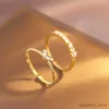 Band Rings 2pcs Trendy Gold Color Heart Zircon Rings Set For Women Luxury Fashion Elegant Rings 2023 New Gifts Party Jewelry R231130