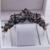 Barokke handgemaakte zwarte kristal kralen bruids tiara's kroon strass diadeem optocht sluier tiara hoofdbanden bruiloft haaraccessoires Y288M