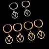 Easy chic designer simple Fashion dangle Classic letter 18K gold rose silver circle Earrings initial Hip Hop Earings for Women Par302S