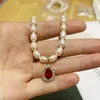 Pendentif Colliers Classique baroque naturel collier de perles d'eau douce coeur zircon vintage tour de cou cadeau d'anniversaire de mariage bijoux élégants