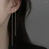 Dangle Earrings Long Tassel 2023 Simple Block Women's Korean Elegant Delicate Silver Needle Fashion Stainless Steel Jewelry