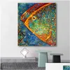 Dipinti astratti Colorf Pesci Pittura Poster e stampe Modern Cuadros Arte decorativa Immagini a parete per soggiorno Home Decor Dhrht