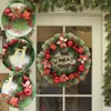 Kwiaty dekoracyjne wieńce świąteczne do drzwi frontowych sztuczne sosny wieniec wisząca dekoracja ścian wewnętrznych kominek na zewnątrz