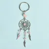 Bohemian Dreamcatcher Keychain Metal Feather Pendulum Keyring Natural Crystal Stone Pendant Handbag Ornament ACC