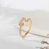 Anneaux de bande Mode de luxe tulipe perle anneaux pour femmes tempérament perle Zircon réglable ouverture anneau élégant mariage fête bijoux R231130