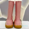 Pink Snow Boots Womens Boot Knee High Cowhide Wool Boots Söta skor för kvinnor svart silver