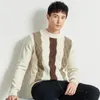 Men's Sweaters Sheep Wool Patchwork Clothes 2023 Autumn & Winter Korean Fashion Stripes Sweater Pullover Knitwear Long Sleeve Jumper