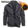 Herrjackor tacvasen överdimensionerad vinter förtjockar fleece casual jackor mens bomullsjacka lti-pockets Taktisk jacka parkas vindbrytare l231130